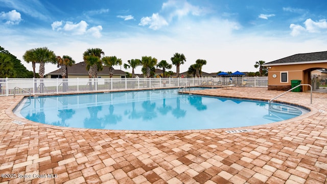 view of swimming pool featuring a patio