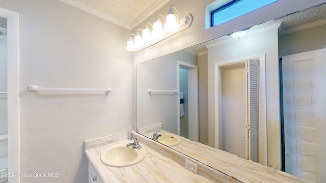 bathroom featuring vanity and ornamental molding