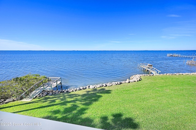 view of water feature featuring a dock