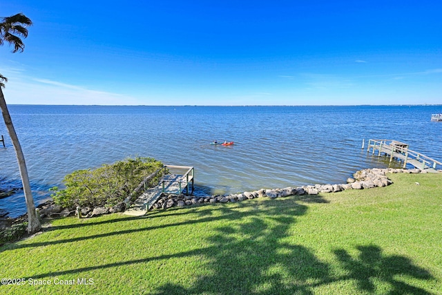 view of water feature featuring a boat dock