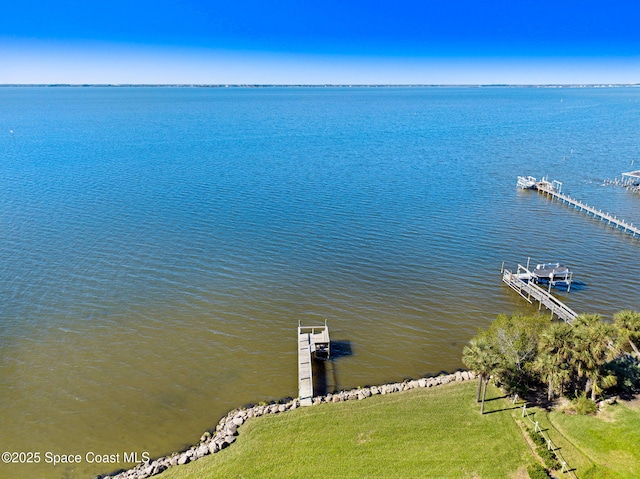 water view with a boat dock