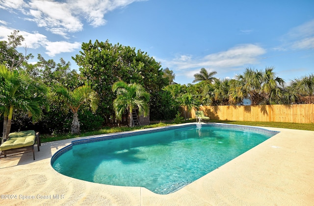 view of swimming pool with a patio area