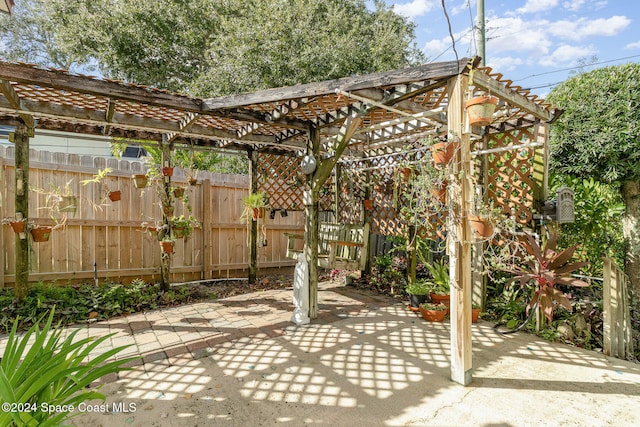 view of patio with a pergola