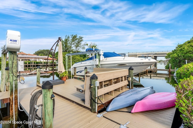 view of dock featuring a water view