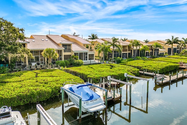 view of dock featuring a water view