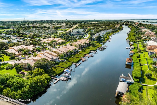 bird's eye view featuring a water view