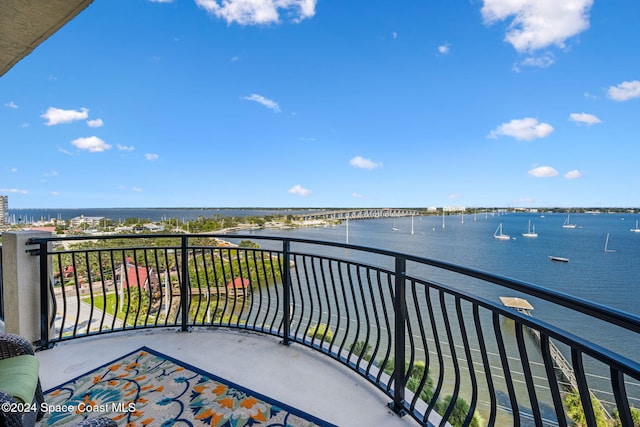 balcony with a water view