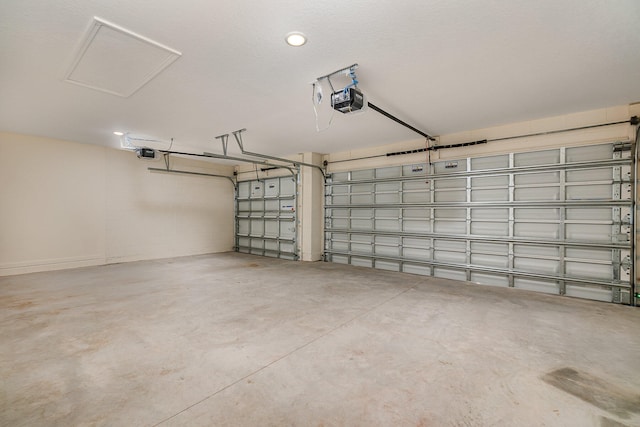 garage with a garage door opener