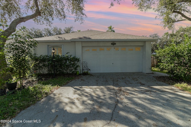 exterior space featuring a garage