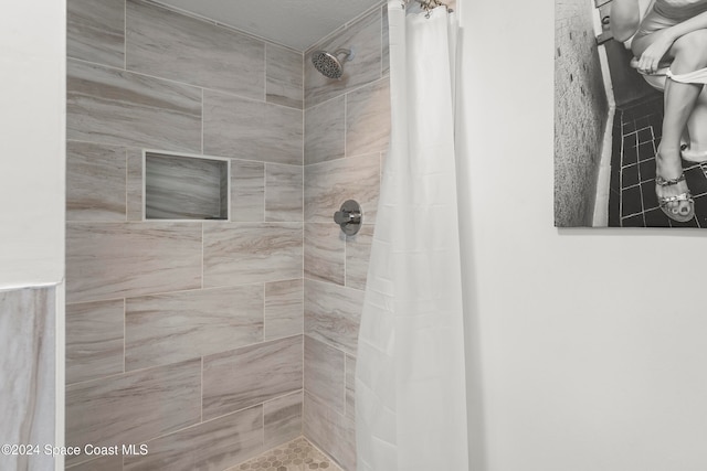 bathroom featuring a shower with shower curtain