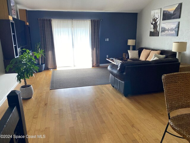 living room with light hardwood / wood-style flooring