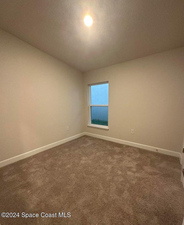 empty room featuring carpet and a textured ceiling