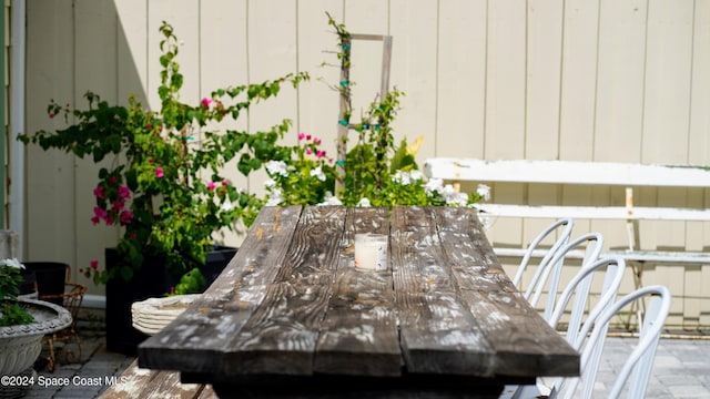 exterior details featuring wood walls