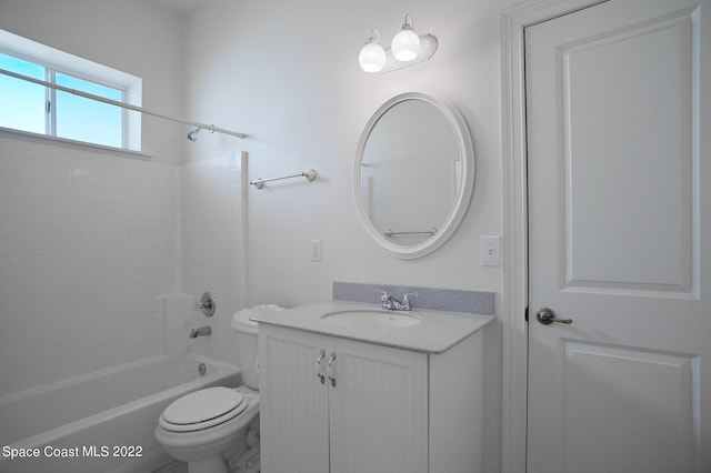 full bathroom featuring vanity, toilet, and shower / tub combination