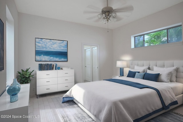 bedroom with a closet and ceiling fan