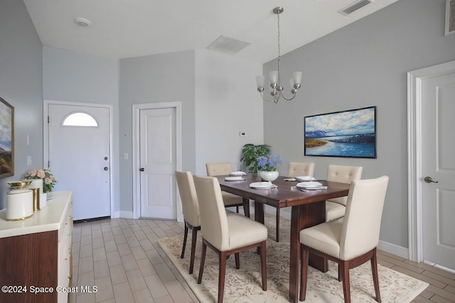 dining room featuring an inviting chandelier