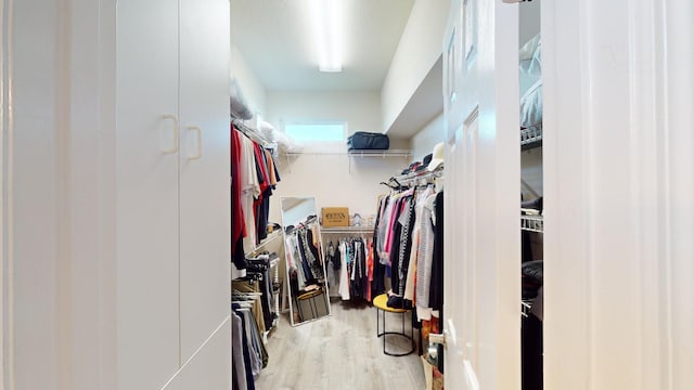 walk in closet featuring hardwood / wood-style flooring