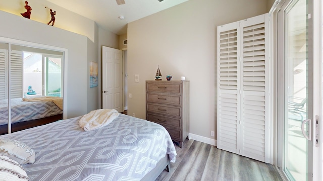 bedroom featuring light hardwood / wood-style floors