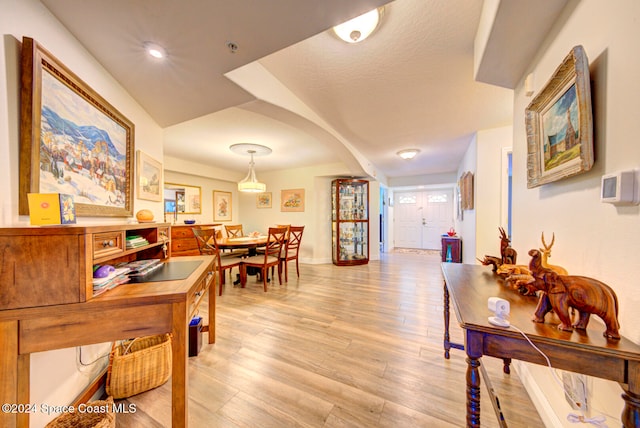 interior space with light hardwood / wood-style floors