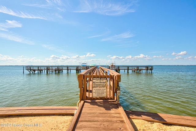 view of dock featuring a water view