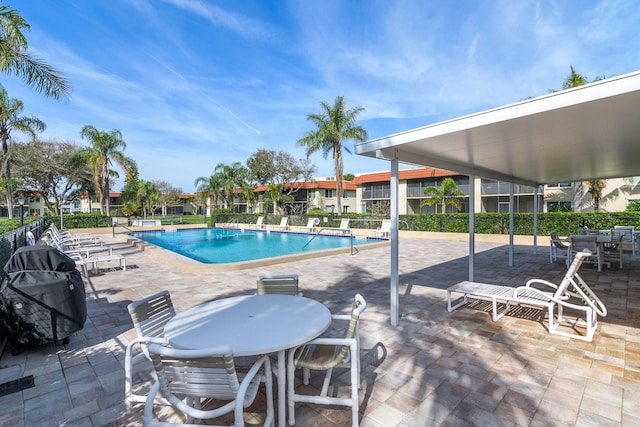 view of pool featuring a patio