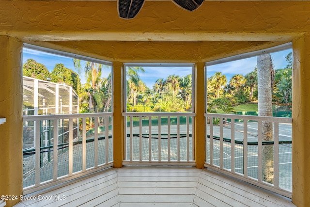 view of unfurnished sunroom