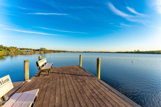 dock area featuring a water view