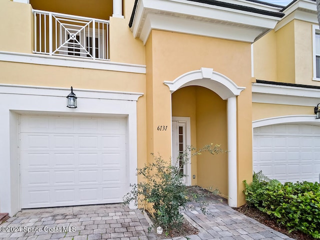 entrance to property with a garage