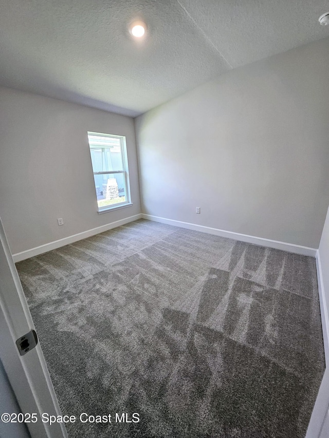 carpeted spare room with a textured ceiling