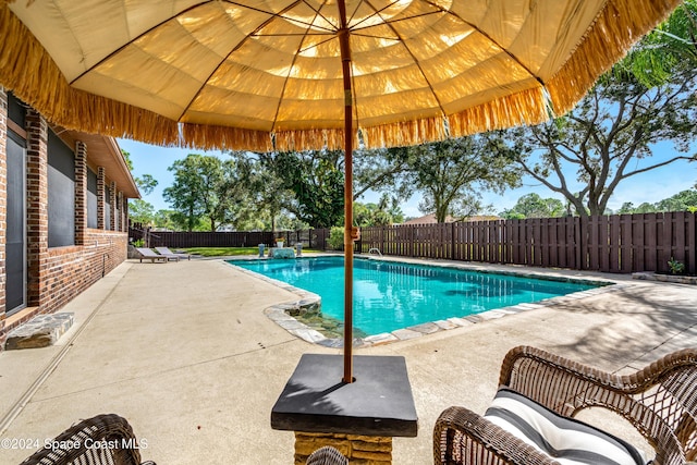 view of pool featuring a patio