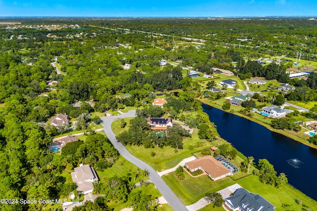 bird's eye view featuring a water view