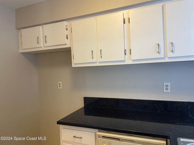 kitchen with white cabinets