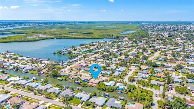 bird's eye view featuring a water view