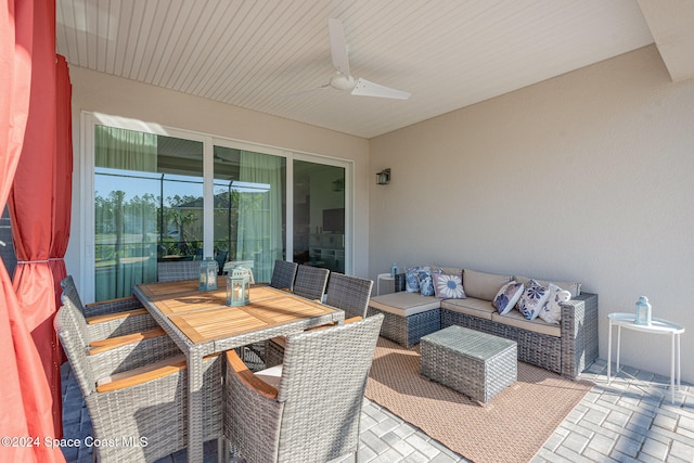 view of patio / terrace featuring an outdoor hangout area and ceiling fan