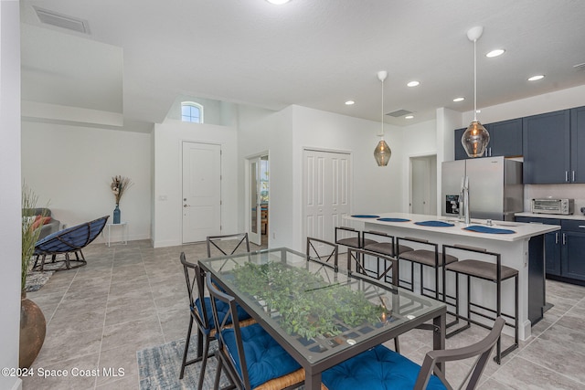 view of tiled dining space