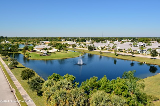 aerial view featuring a residential view and a water view