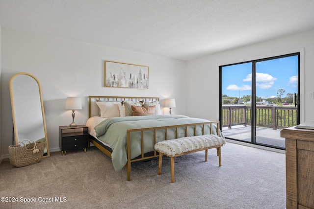 bedroom featuring carpet floors and access to outside