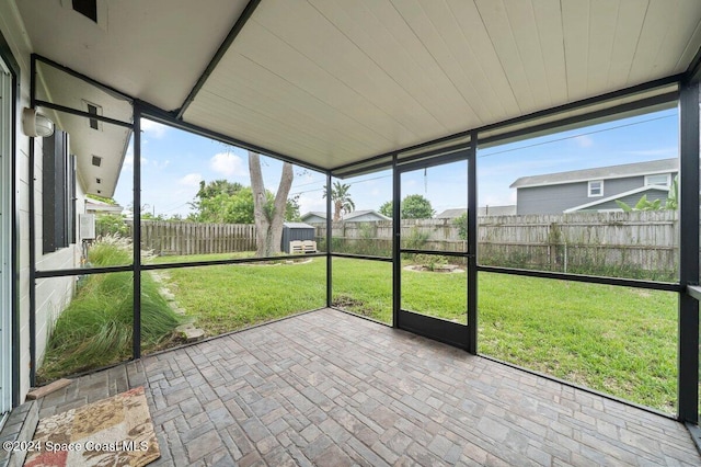 view of unfurnished sunroom