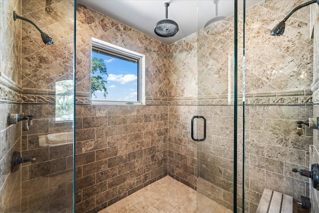 bathroom featuring walk in shower