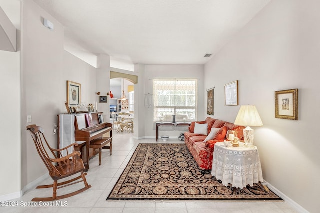 view of tiled living room