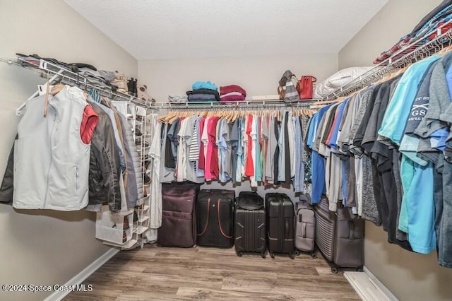 spacious closet with wood finished floors