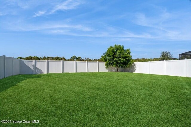 view of yard with a fenced backyard