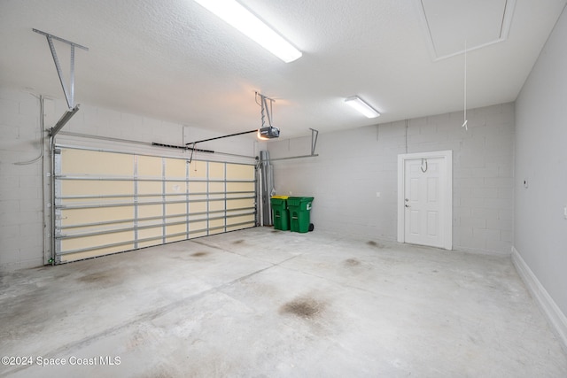 garage with a garage door opener