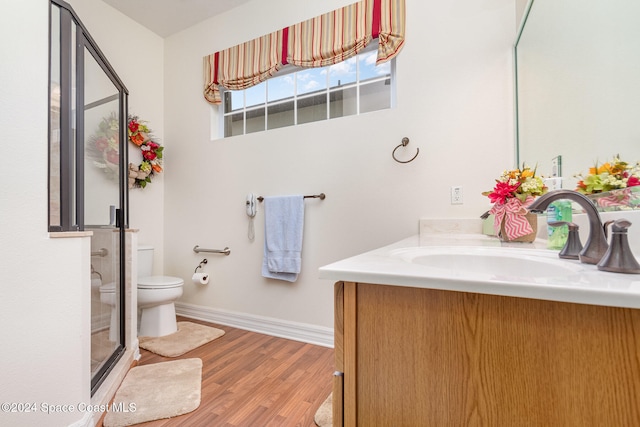 bathroom featuring vanity, toilet, and wood-type flooring