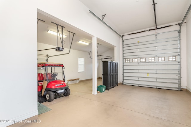 garage with a garage door opener