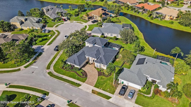 bird's eye view featuring a water view