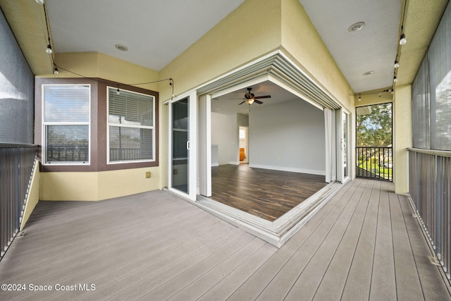 deck featuring ceiling fan