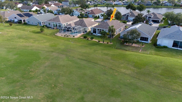 bird's eye view featuring a water view