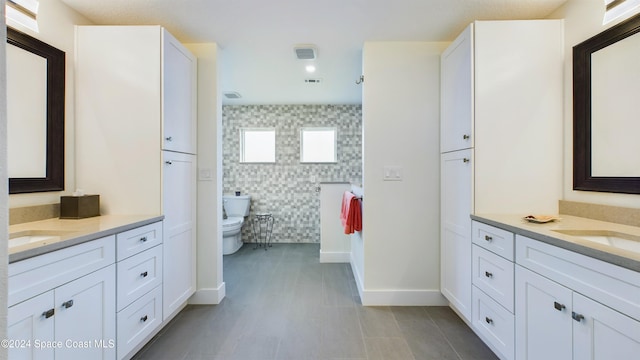 bathroom with toilet and vanity