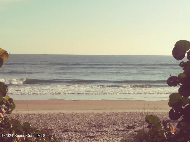 property view of water featuring a beach view